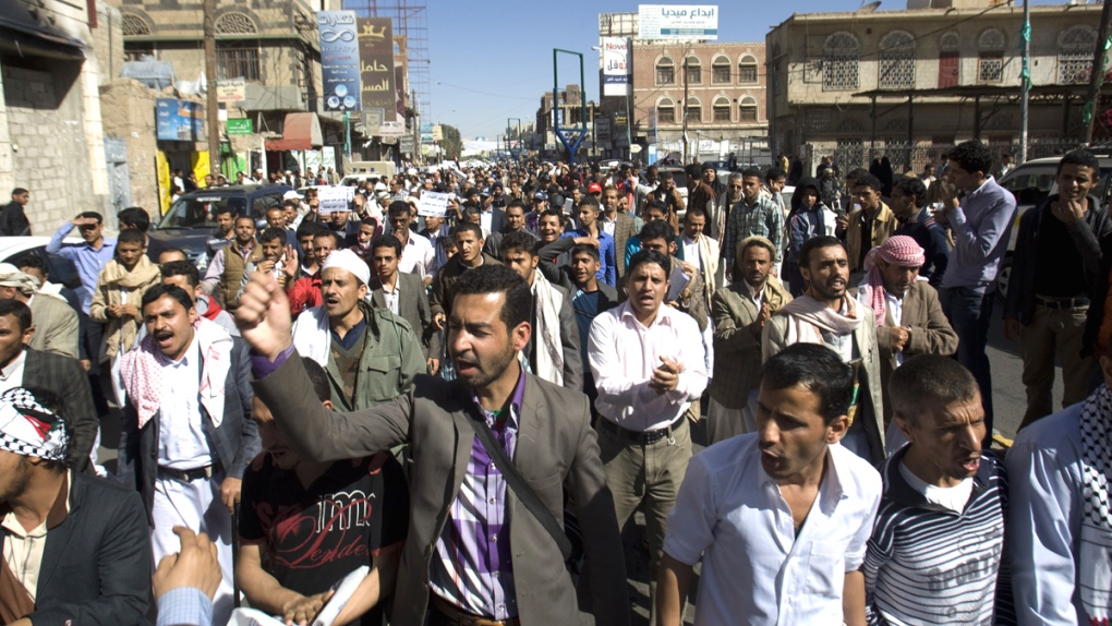 Protesters rally in Sanaa, Yemen