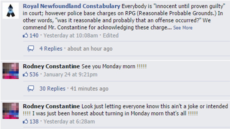 Newfoundland accused posts on Facebook