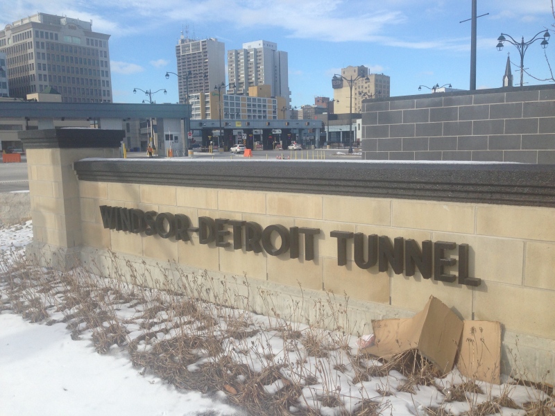 The entrance to the Windsor-Detroit Tunnel in Windsor, Ont., Jan.27, 2015. (Rich Garton / CTV Windsor)