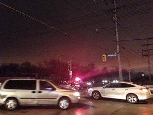 A hydro pole fire at McPhillips and Kingsbury caused a widespread power outage Wednesday evening.
