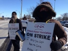 CCAC employees picket on Tecumseh Road East in Windsor, Ont., Jan.30, 2015. (Michelle Maluske / CTV Windsor)