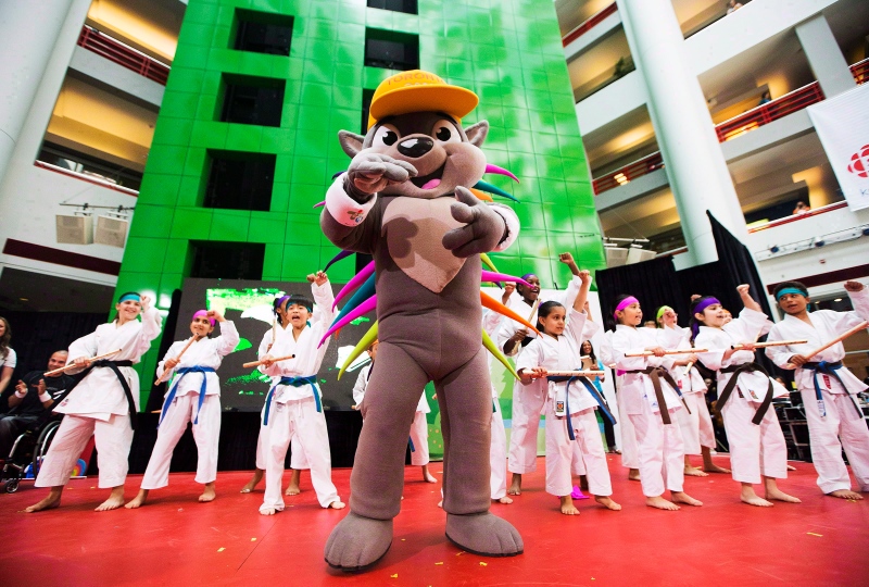Pachi the porcupine, the mascot for the Toronto 2015 Pan Am/Parapan Am Games in Toronto on Wednesday, July 17, 2013. (Michelle Siu/THE CANADIAN PRESS)