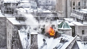 Fire in the roof of a McGill residence
