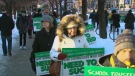 A group of parents and educators protested at the Toronto District School Board's headquarters Tuesday afternoon, ahead of a special meeting to discuss the possible closure of dozens of schools.