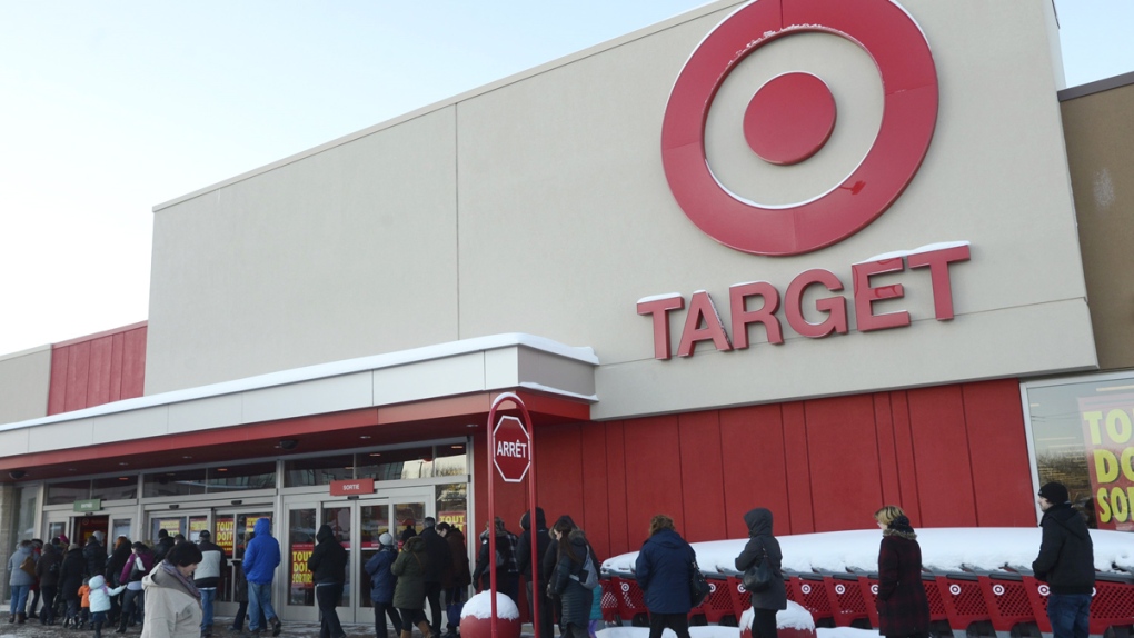 Bargain hunters line up at a Target store