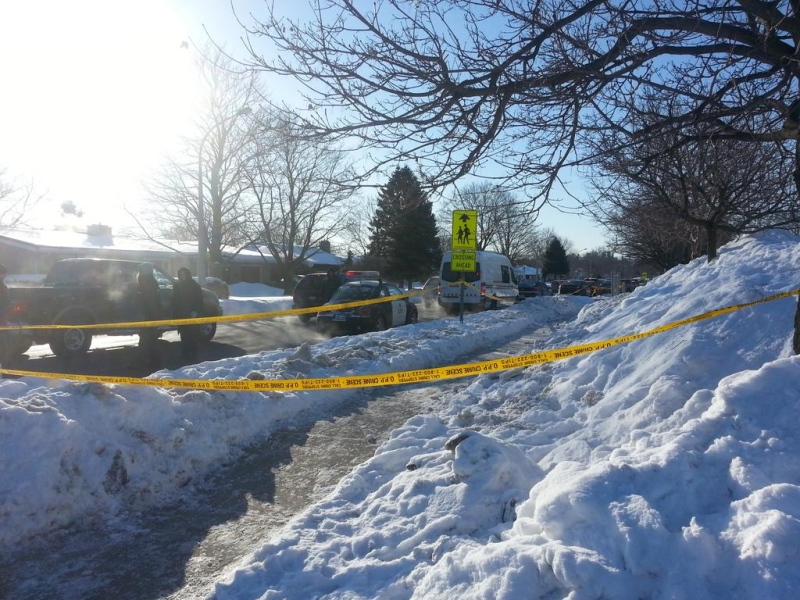 Foul play is not suspected in the death of a woman found outside Maple Lane Public School in Tillsonburg on Friday, Feb. 20, 2015. (Justin Zadorsky / CTV London)