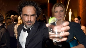Alejandro G. Inarritu, winner of the awards for best original screenplay, best director, and best picture for 'Birdman or (The Unexpected Virtue of Ignorance),' attends the Governors Ball after the Oscars on Sunday, Feb. 22, 2015, in Los Angeles. (Chris Pizzello / Invision)