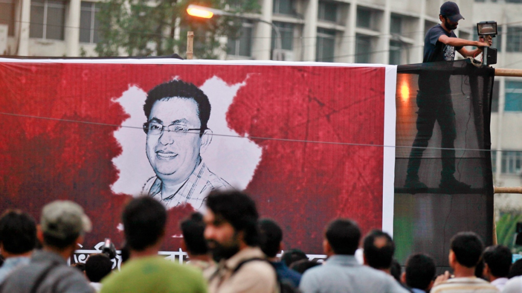 A poster displaying a portrait of Avijit Roy