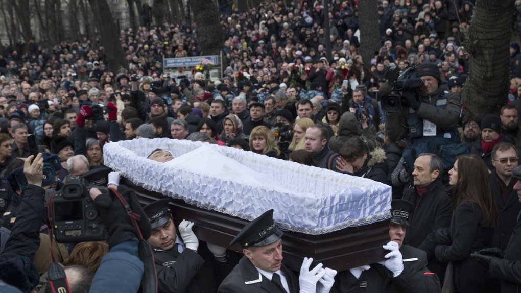 Coffin of Boris Nemtsov in Moscow ceremony