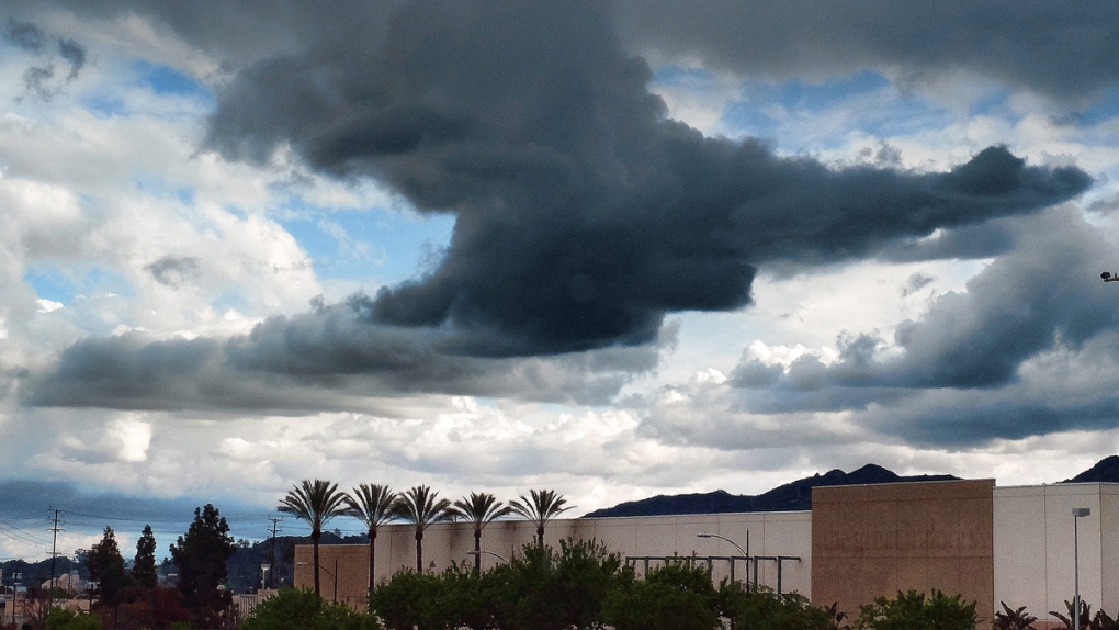 Clouds over a shopping mall in Burbank, Calif.