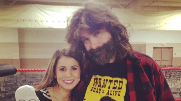 Former WWE champion Mick Foley gives Ana Almeida pointers on her wrestling moves.