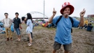 American James Starks, right, dances in Nashville, Tenn., on Thursday, July 4, 2013. (AP Photo/Mark Humphrey)