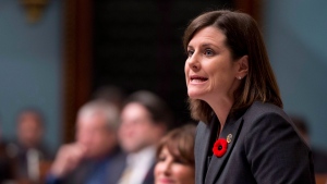 Quebec Justice Minister Stephanie Vallee during question period on October 30, 2014 at the legislature in Quebec City. (Jacques Boissinot / THE CANADIAN PRESS)