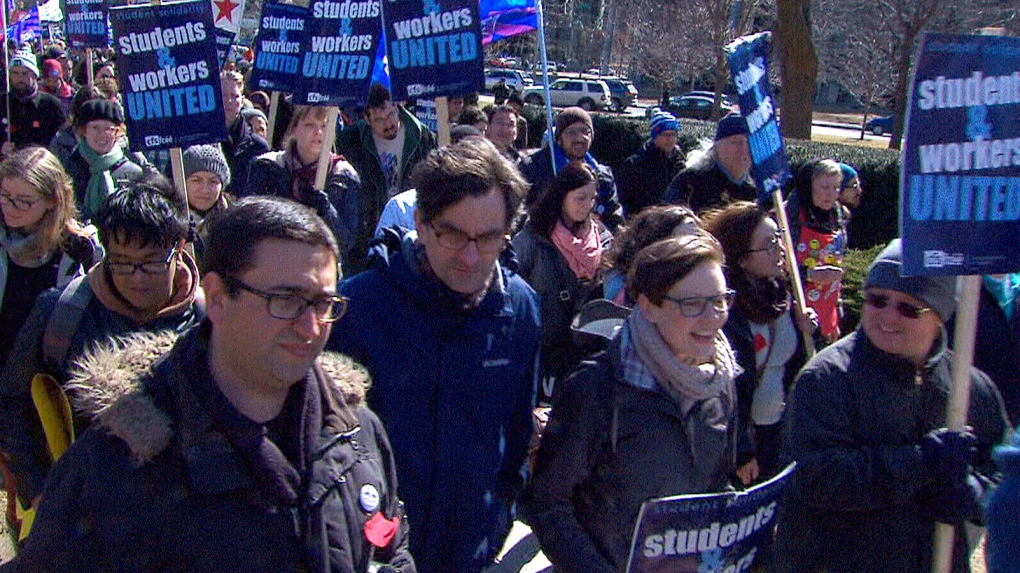 Teaching assistants protest at Queen's Park