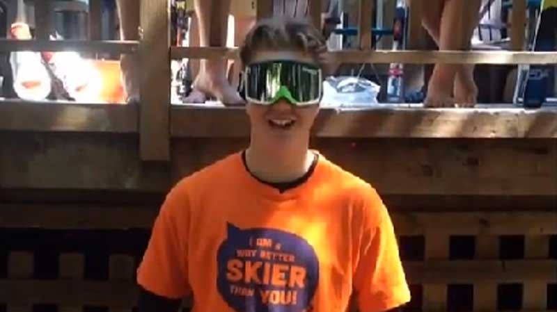 Vancouver Island ski racer Cole Anderson, 18, is seen in an ALS Ice Bucket Challenge video. (Facebook) 