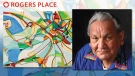 The City of Edmonton has named Alex Janvier as the first artist to have a piece of public art in Rogers Place - a 150 m2 tile mosaic called Tsa tsa ke k'e (Iron Foot Place). Supplied.