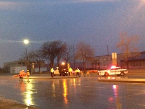 Police redirected traffic on Regent Avenue West as Manitoba Hydro crews repaired a pole that caught fire.