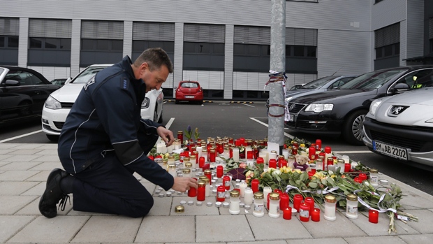 Memorial at Germanwings headquarters in Cologne