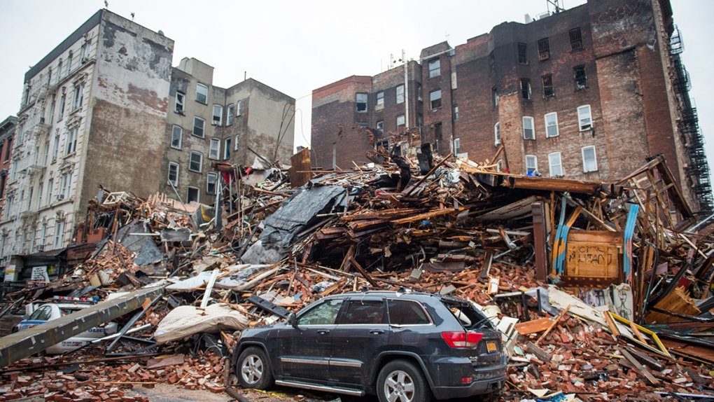 A pile of debris after New York fire