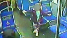 This still taken from a bus's surveillance camera shows a 4-year-old girl after riding a bus leaving home alone at 3 a.m.