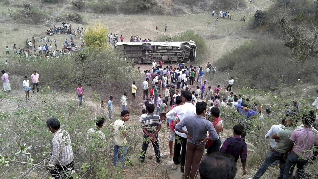 Bus overturns into a gorge in India