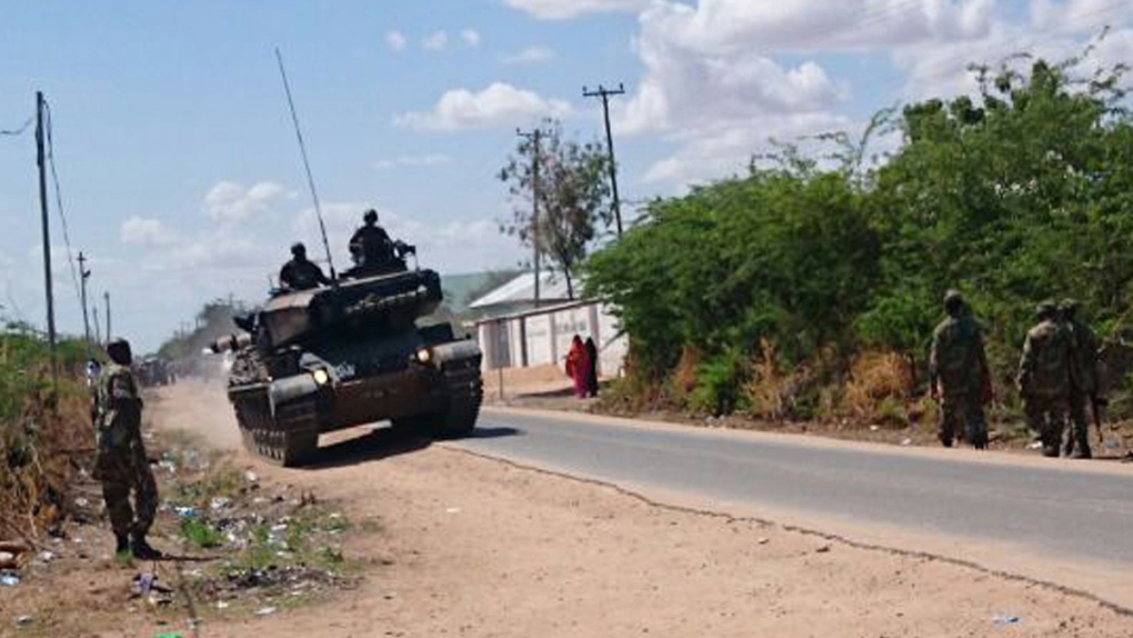 Kenyan Defence Forces tank near Garissa university