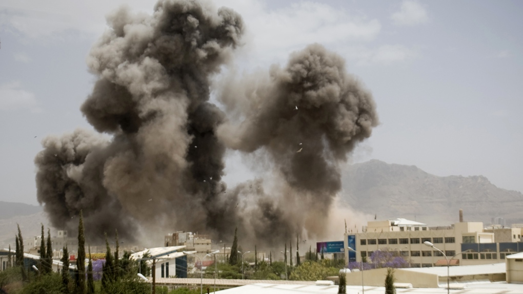 Smoke billows from a Saudi-led airstrike