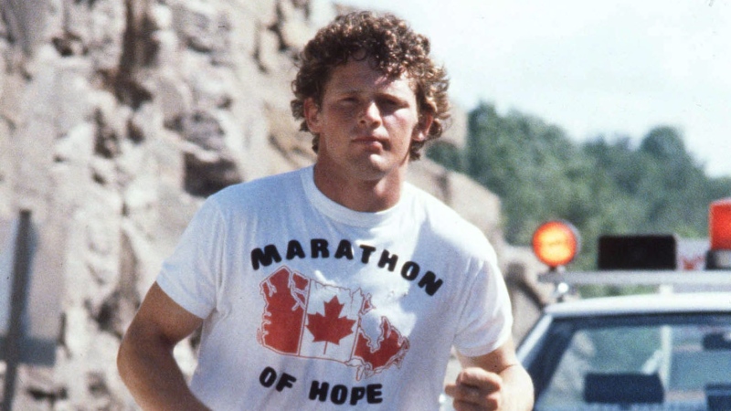 In this undated photo, Terry Fox is pictured during his run across Canada to raise money for cancer research. (The Canadian Press)