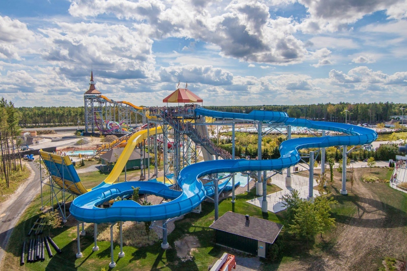 Waterslides at Calypso Water Park in Ontario is shown in this photo on the park's Facebook page. 