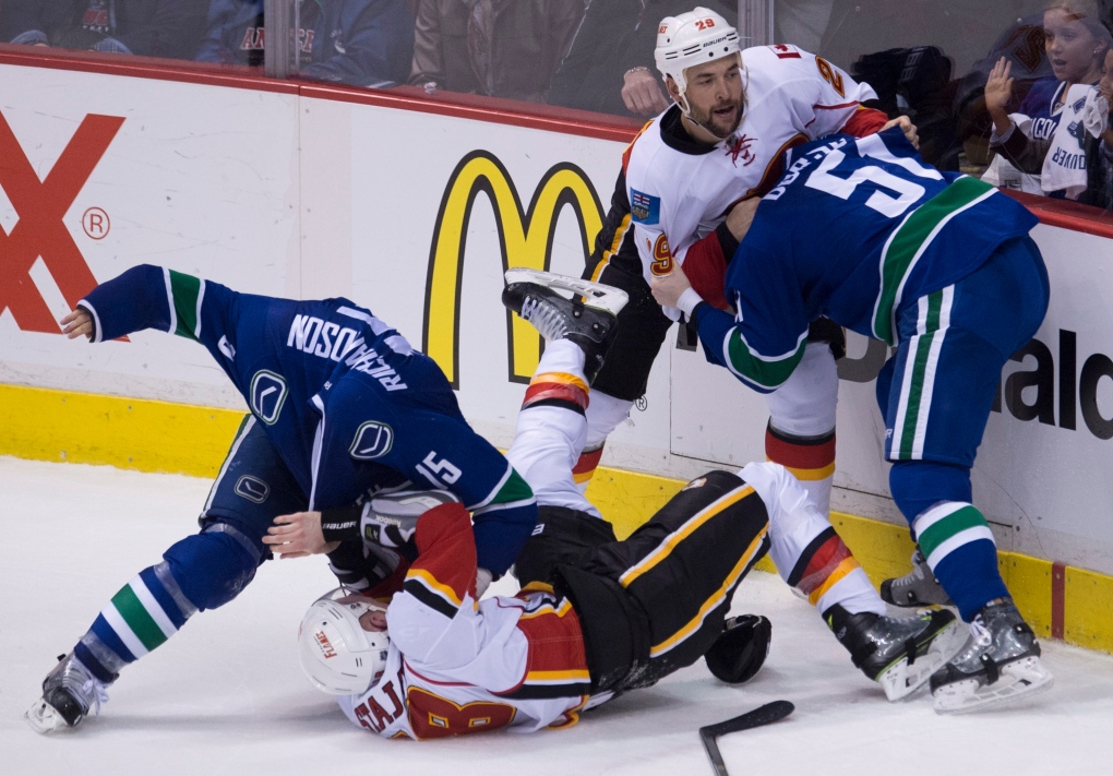 flames canucks fights