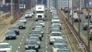 This photo shows congestion on the Gardiner Expressway.