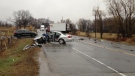 One person was taken to hospital following a two-vehicle crash on Highway 24 near Kossuth Road on Monday, April 20, 2015. (Brian Dunseith / CTV Kitchener)