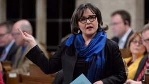 Environment Minister Leona Aglukkaq answers a question in the House of Commons, on Tuesday, March 31, 2015. (THE CANADIAN PRESS/Adrian Wyld)