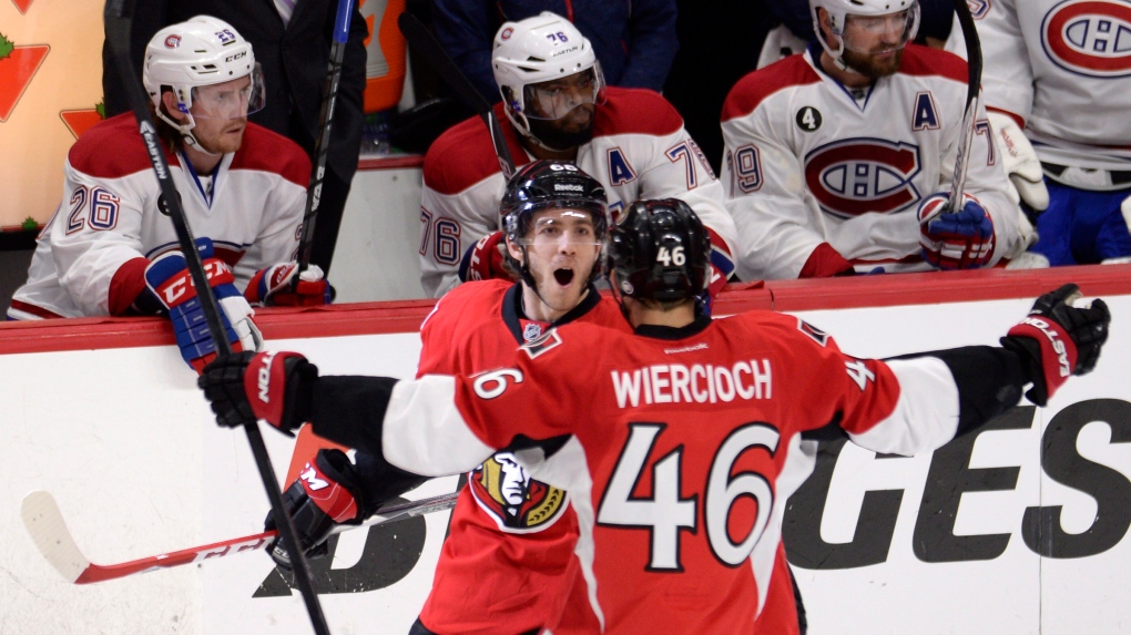 Ottawa Senators' Mike Hoffman celebrates 