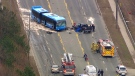 The CTV news chopper captures the aftermath of a fatal collision between a vehicle and VIVA transit bus in Thornhill, Thursday, April 23, 2015.