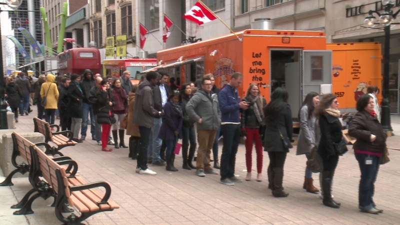 The lines were long at Poutine Fest on Sparks Street, April 24, 2015