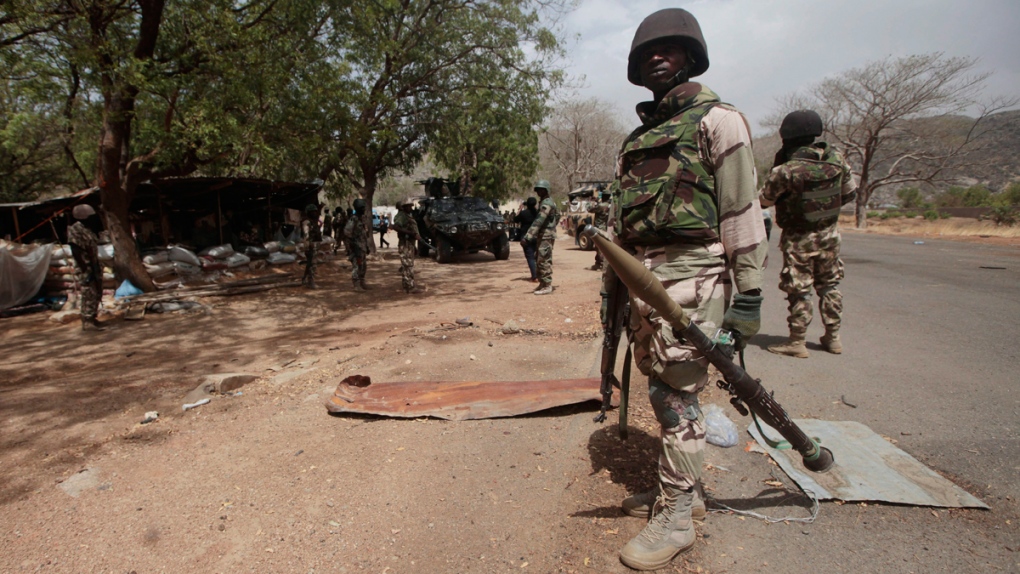 Soldiers man a check point in Gwoza, Nigeria