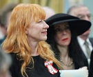 Singer-songwriter Loreena McKennitt of Stratford, Ont. (left) attends a ceremony for the Order of Canada as Ydessa Hendeles of Toronto looks on at Rideau Hall in Ottawa Friday, March 11, 2005. (Jonathan Hayward / THE CANADIAN PRESS)