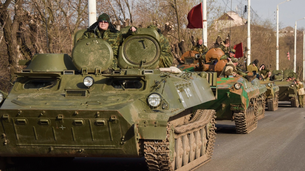 Rebel convoy in Stakhanov, Ukraine