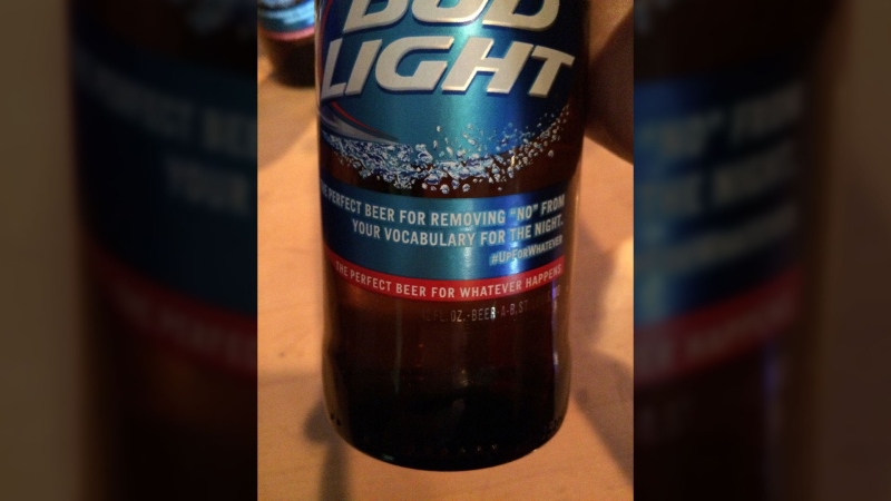 Anheuser-Busch is apologizing for a slogan that appeared on bottles saying Bud Light removes the word 'no' from drinkers' vocabulary. (Twitter / Eleshepp) 