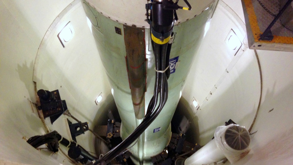A mockup of a Minuteman 3 nuclear missile