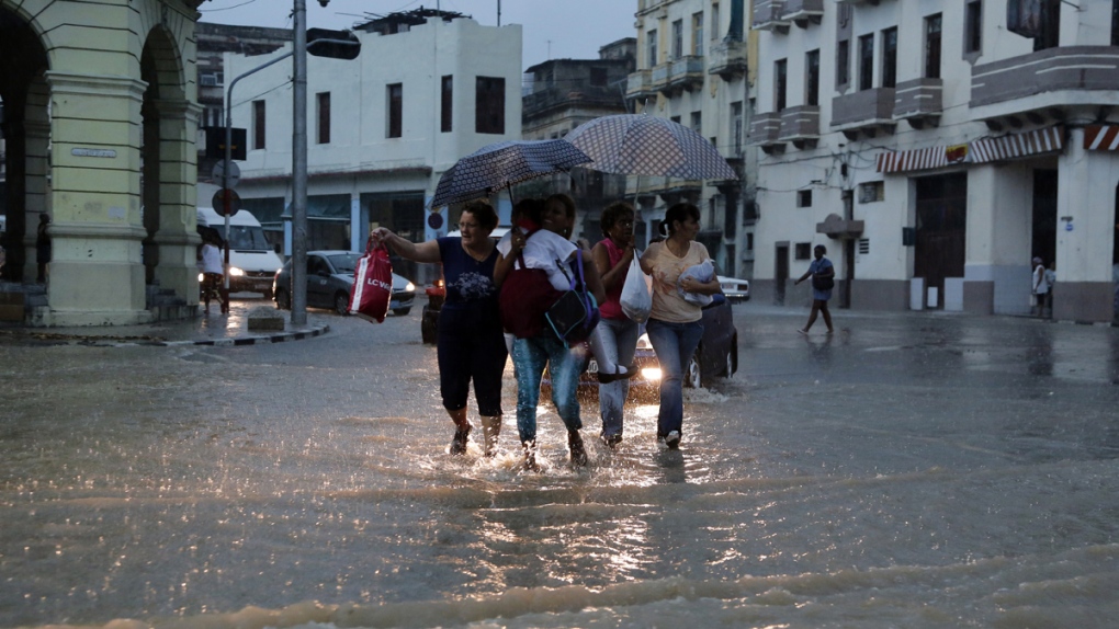 Flooding after storm in Cuba