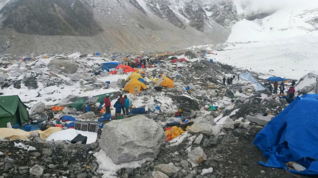 Everest base camp after quake