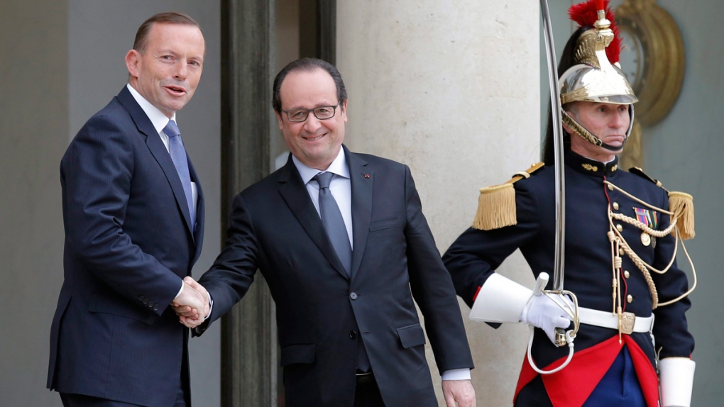 Hollande and Abbott in Paris, France
