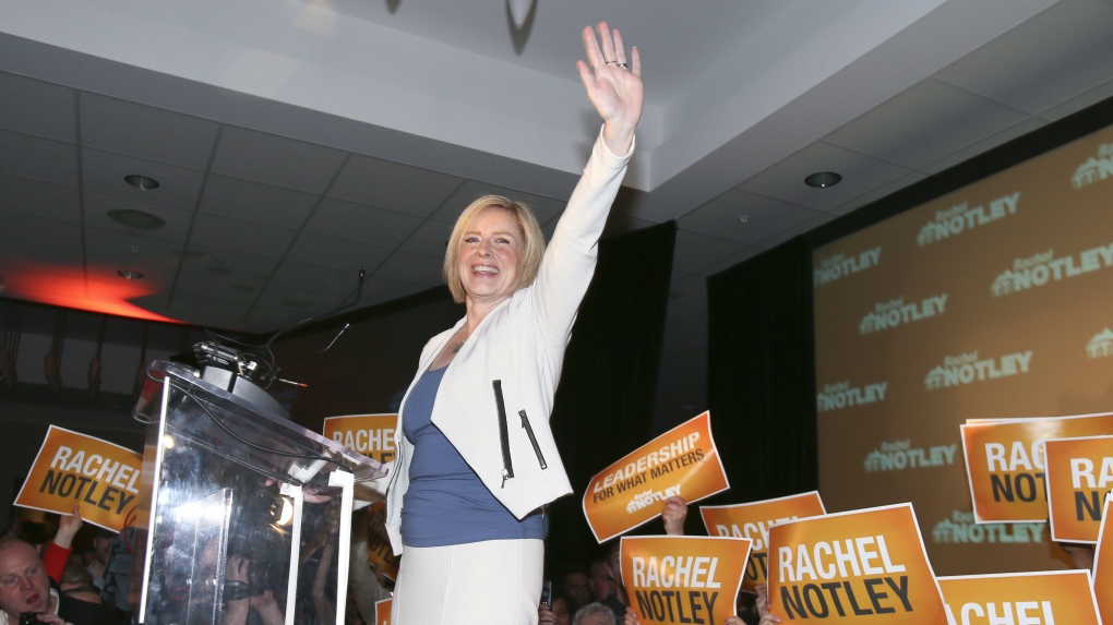 Rachel Notley celebrates her election win