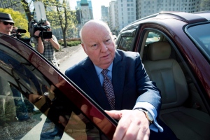 Suspended senator Mike Duffy leaves the courthouse in Ottawa on Wednesday, May 6, 2015. (THE CANADIAN PRESS / Justin Tang) 