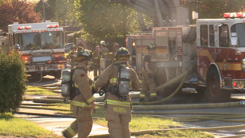 Fire crews spent over an hour trying to get a fire on Eastvale Ave. under control. One person was sent to the hospital with non-life threatening injuries (Jody Buschlen/CTV Ottawa, May 13, 2015)
