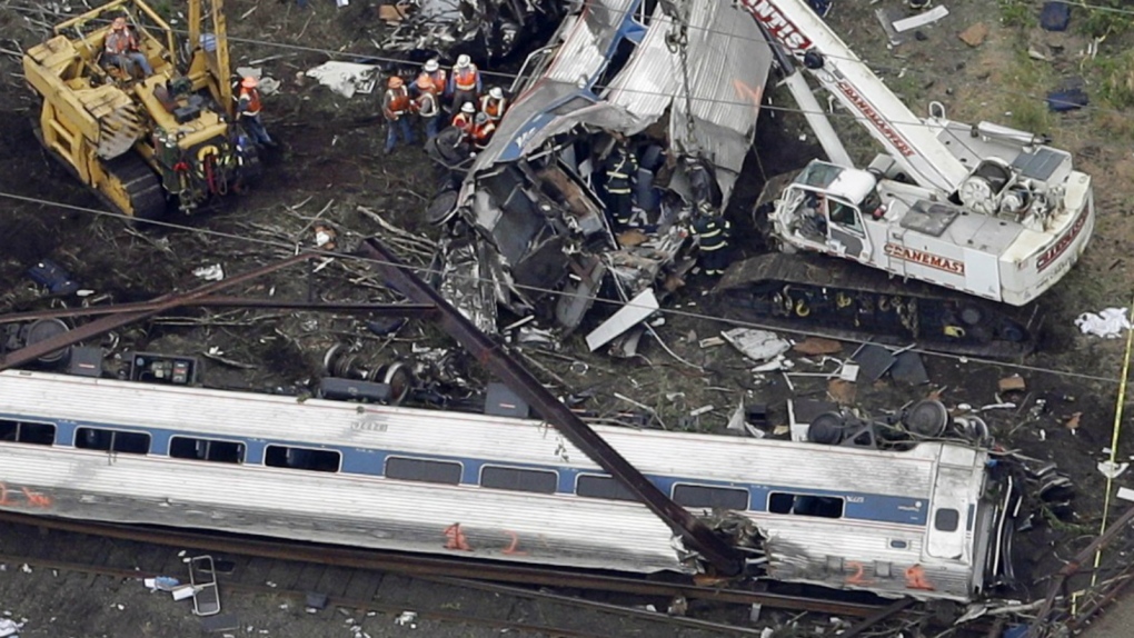 Amtrak crash wreckage