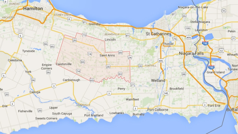 The Township of West Lincoln is seen on a Google map.