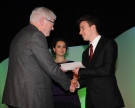 Dan Alferov, an A.B. Lucas student, is presented with the Young Canadian Innovator award in Fredericton, N.B. on Friday, May 15, 2015. (Enslin Group)